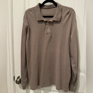 Land’s End Pima Cotton Polo Long Sleeve Tan